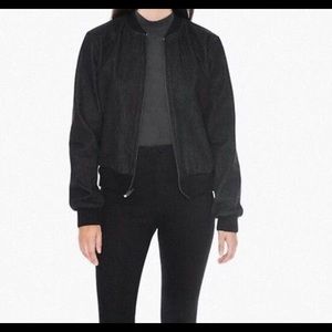 Black, jean bomber jacket